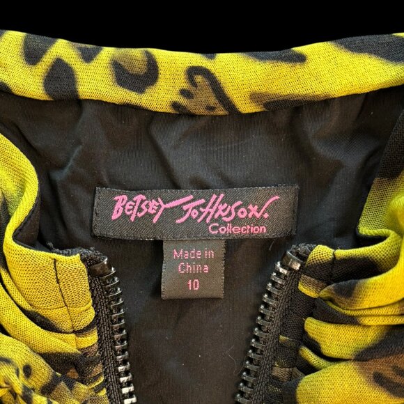 Betsey Johnson Cupcake Dress, Lime Green Leopard, Unique, Size 10 (Large) - Picture 10 of 14